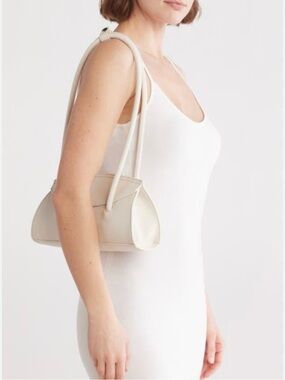 BCBG Cream Structured Shoulder Bag with Double Straps